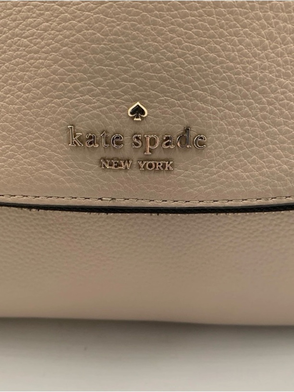 kate spade Devin Pebbled Leather Shoulder Bag in Tan/Cream with Black Trim - Picture 3 of 12